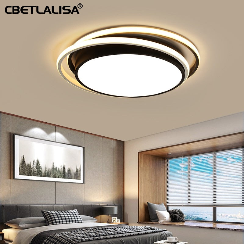LED ceiling chandeliers for kids, living room, bedroom, kitchen, 28W 36W Black color LED light downlights