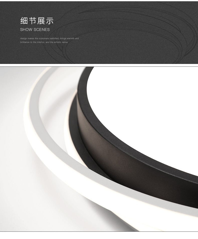 LED ceiling chandeliers for kids, living room, bedroom, kitchen, 28W 36W Black color LED light downlights