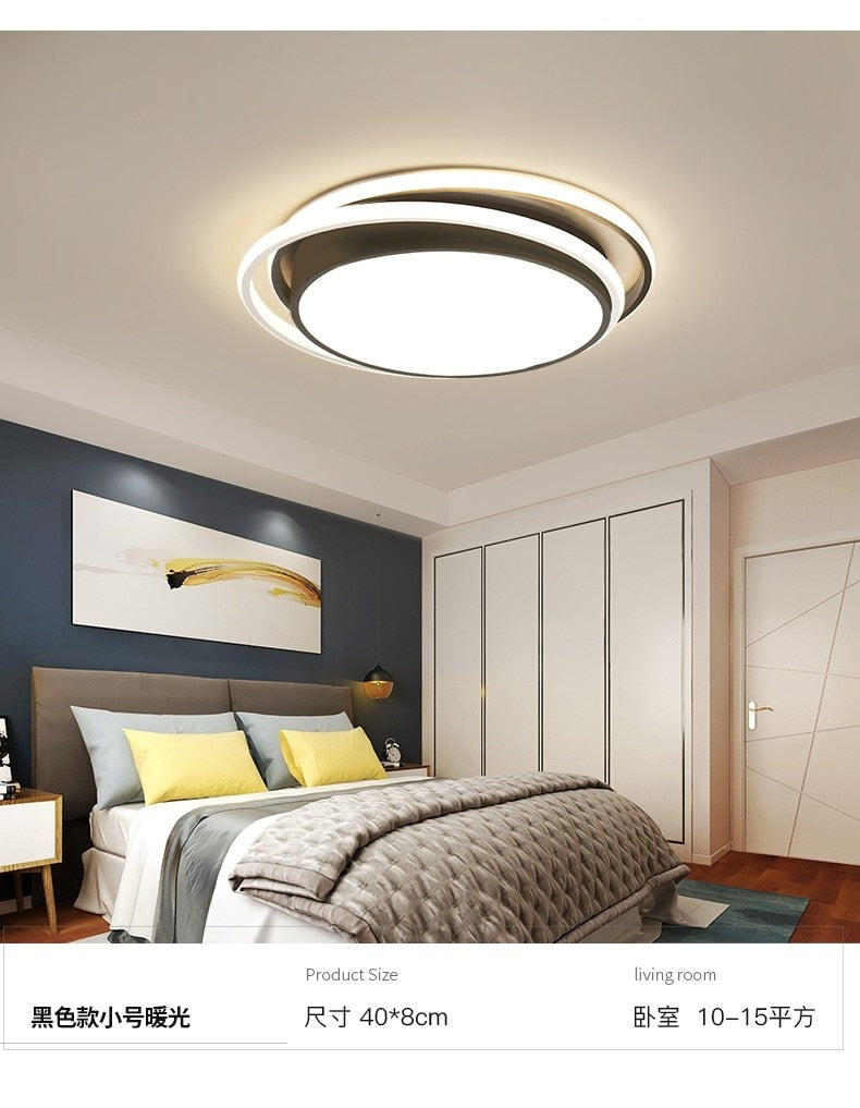 LED ceiling chandeliers for kids, living room, bedroom, kitchen, 28W 36W Black color LED light downlights