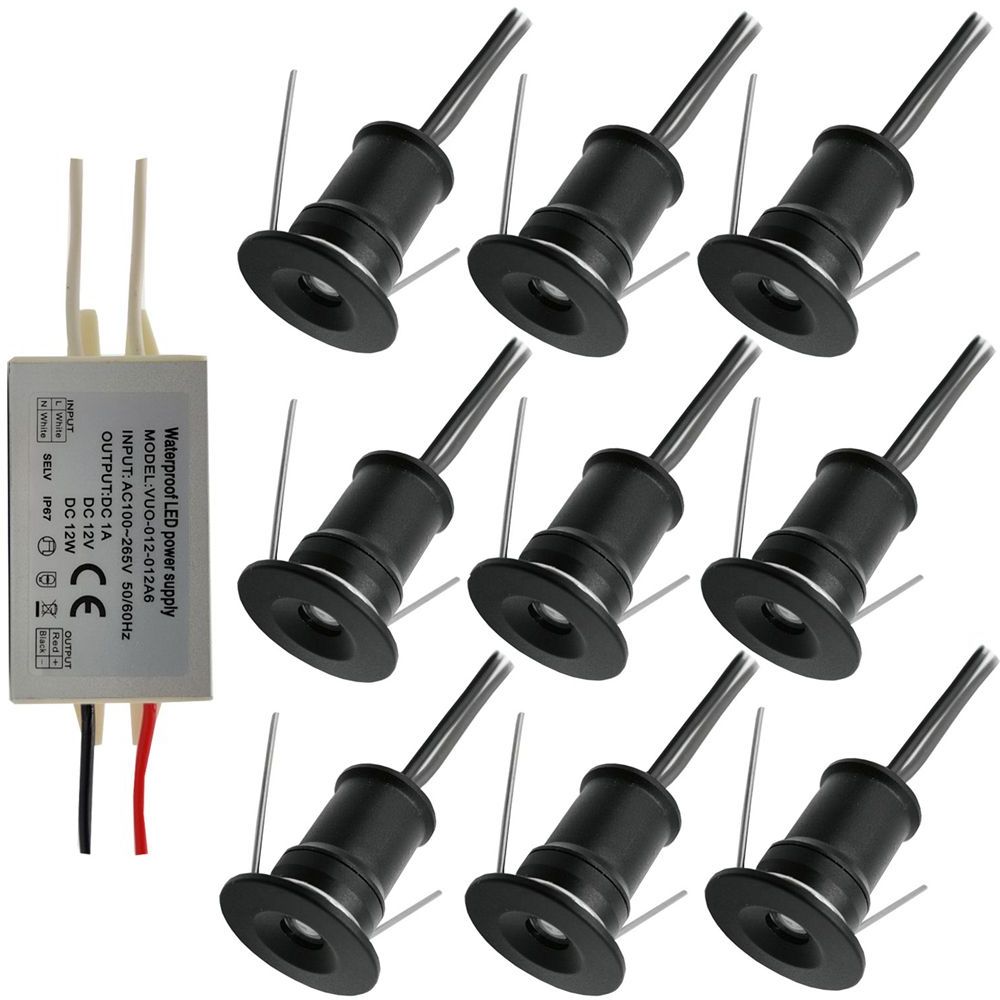 Mini LED Spotlight 9pcs 1W IP65 Cabinet Light Led Spots Canopy Stair Ceiling Light Focos Led Spot Downlight with IP67 Driver