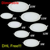 Dimmable LED Panel Light Round/Square Recessed LED Ceiling Downlight 3W-25W 110V/220V Support Dimmer 10pcs/lot