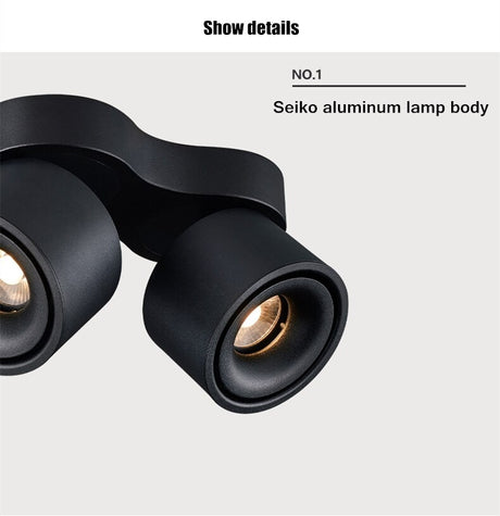 Adjustable bright mounted spotlight led downlight living room ceiling light aisle adjustable angle COB non-opening spotlight 24W