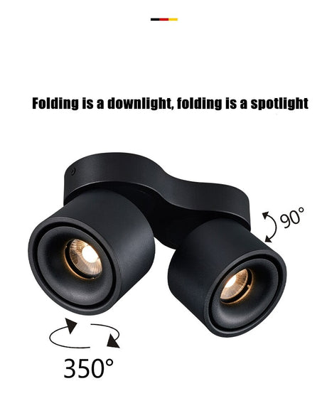 Adjustable bright mounted spotlight led downlight living room ceiling light aisle adjustable angle COB non-opening spotlight 24W