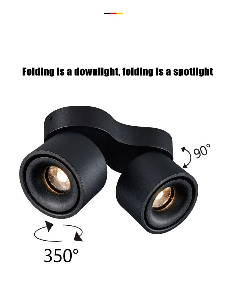 Adjustable bright mounted spotlight led downlight living room ceiling light aisle adjustable angle COB non-opening spotlight 24W