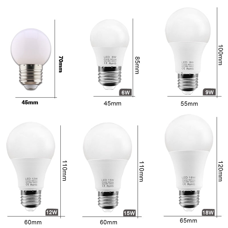 LED Bulb Lamps E27 AC220V 240V 10pcs Real Power LED Lamp 18W 15W 12W 9W 6W 3W Lampada LED Spotlight Table lamp LED Light