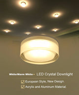Round Warm White/White LED Crystal Downlight 1W 3W 5W 7W LED Ceiling Recessed Surface Mounted Spot Light for Home Decoration