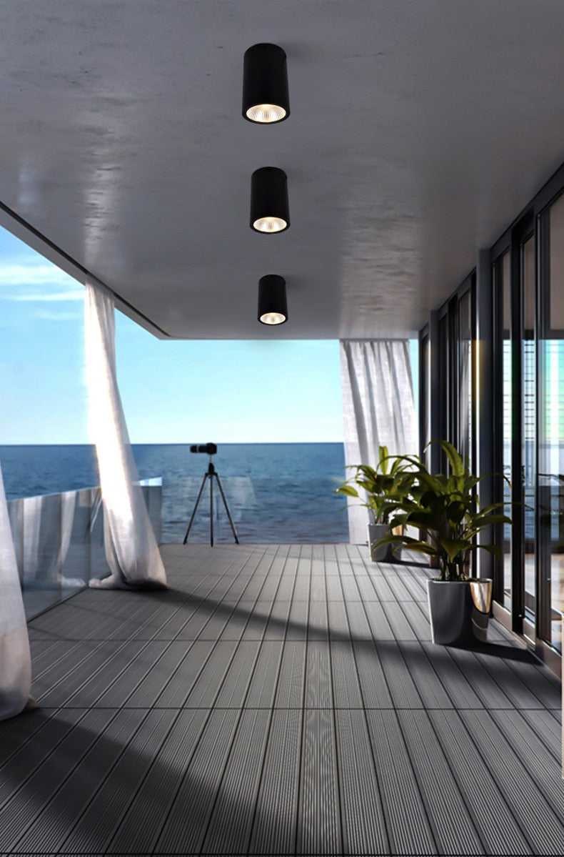 LED Waterproof IP65 COB Ceiling Downlight Surface Mounted Balcony Terrace Hotel Kitchen Bathroom Lamp