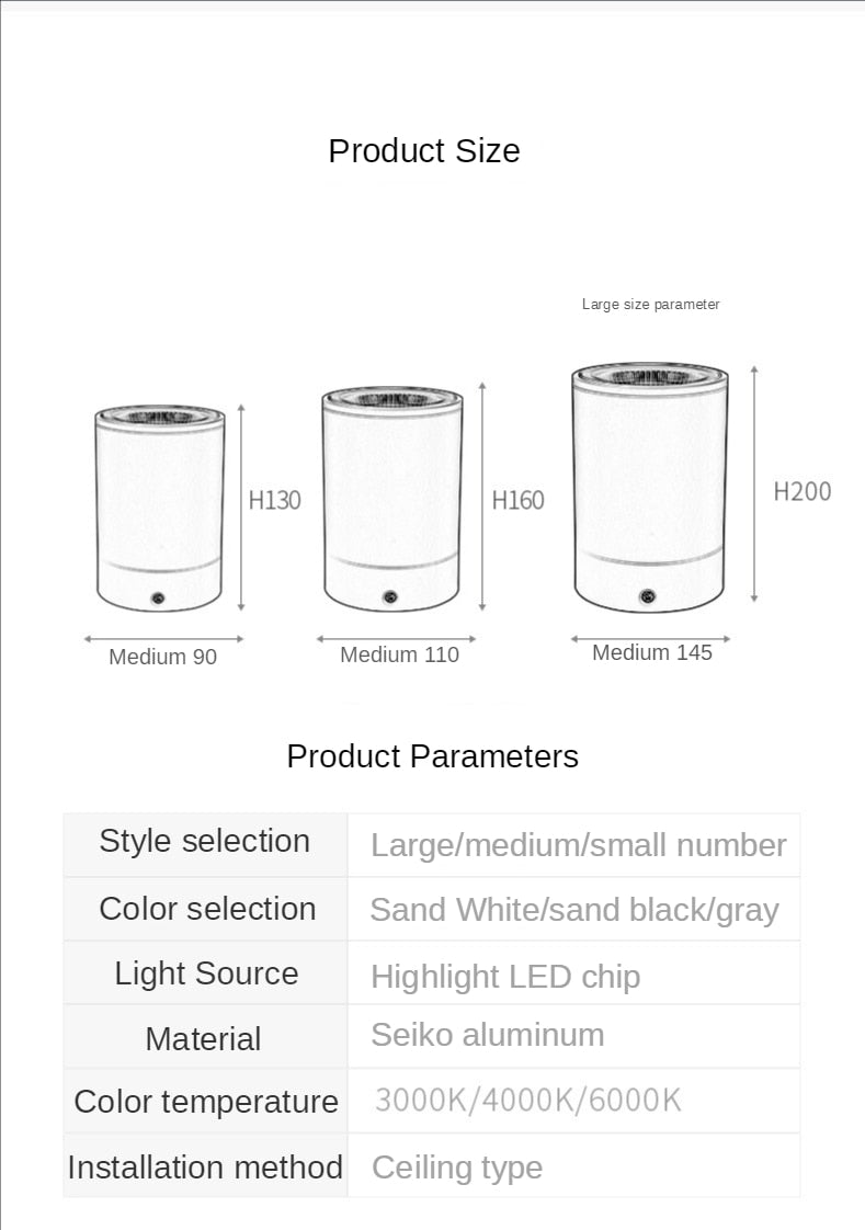 LED Waterproof IP65 COB Ceiling Downlight Surface Mounted Balcony Terrace Hotel Kitchen Bathroom Lamp