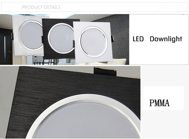 LED Ceiling Lamp Square 5W 10W 15W Dimmable 240v 20W Downlight LED Recessed Wall lamp for Kitchen/Home/Office Indoor Lighting