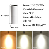 Foldable LED Surface Mounted Downlight 12W 15W 20W Black/White Housing 360 Degree Rotatable 3000K/4000K/6000K Ceiling Spot Light