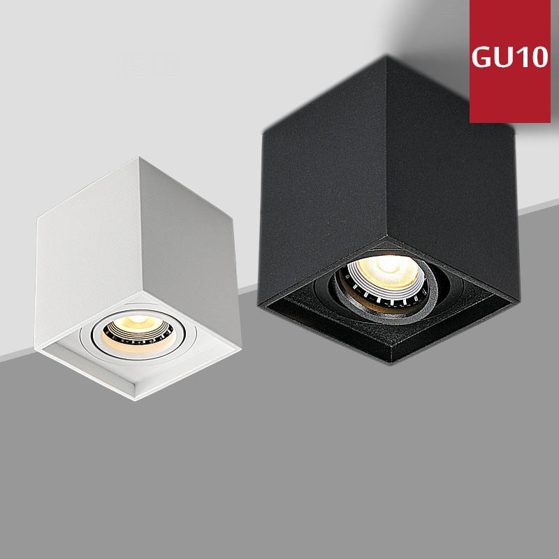 Square Dimmable Angle Adjustable LED Surface Mounted Downlight with Replaceable GU10 LED Bulb 7W/12W/15W LED Ceiling Spot Lamp