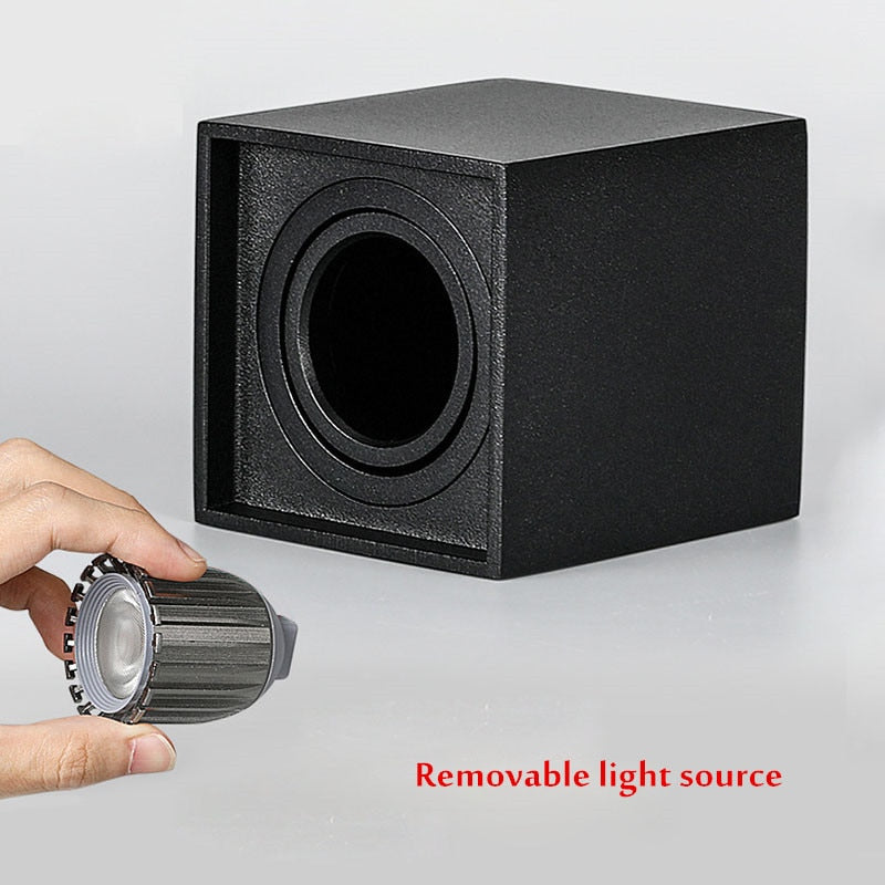 Square Dimmable Angle Adjustable LED Surface Mounted Downlight with Replaceable GU10 LED Bulb 7W/12W/15W LED Ceiling Spot Lamp