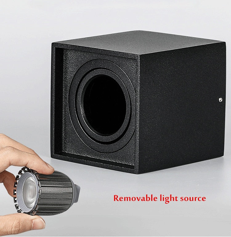 Square Dimmable Angle Adjustable LED Surface Mounted Downlight with Replaceable GU10 LED Bulb 7W/12W/15W LED Ceiling Spot Lamp