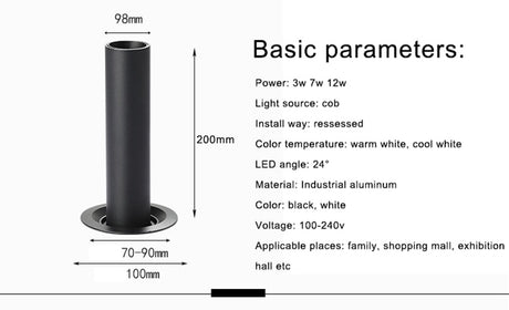 Simple LED downlight 360 degree rotating bedroom lamp spotlight bedside lamp lamp adjustable light source 3w