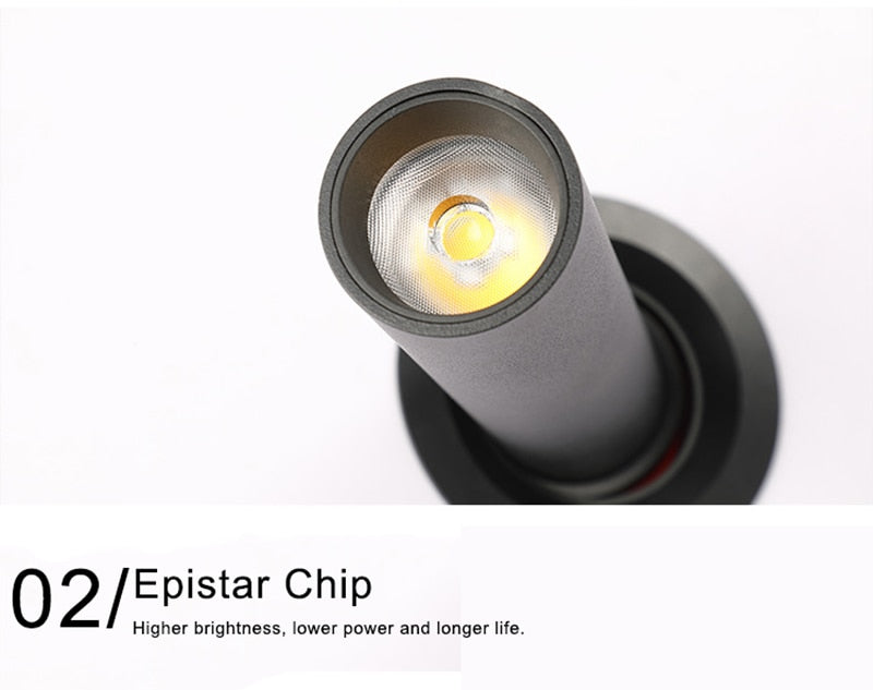 Simple LED downlight 360 degree rotating bedroom lamp spotlight bedside lamp lamp adjustable light source 3w