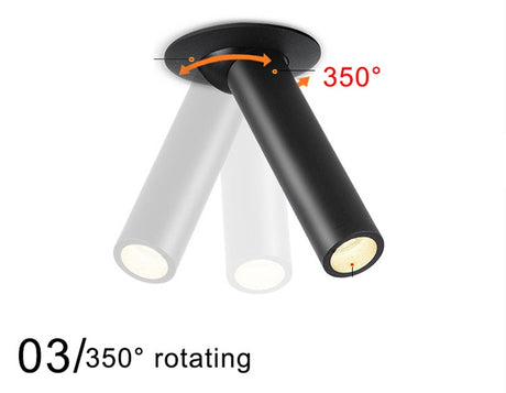 Simple LED downlight 360 degree rotating bedroom lamp spotlight bedside lamp lamp adjustable light source 3w