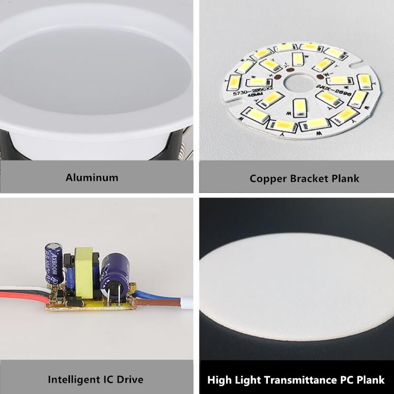 Round LED Downlight 5W Recessed down Lamp Three color Light Changeable 85-265V Led Bulb Bedroom Kitchen Indoor LED Spot Lighting