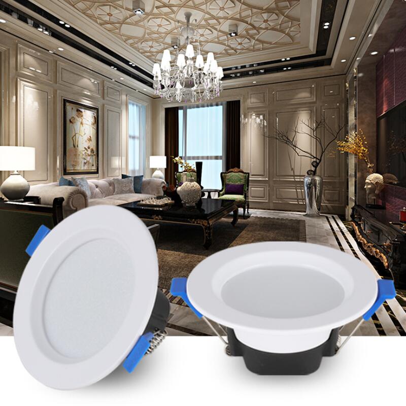 Round LED Downlight 5W Recessed down Lamp Three color Light Changeable 85-265V Led Bulb Bedroom Kitchen Indoor LED Spot Lighting