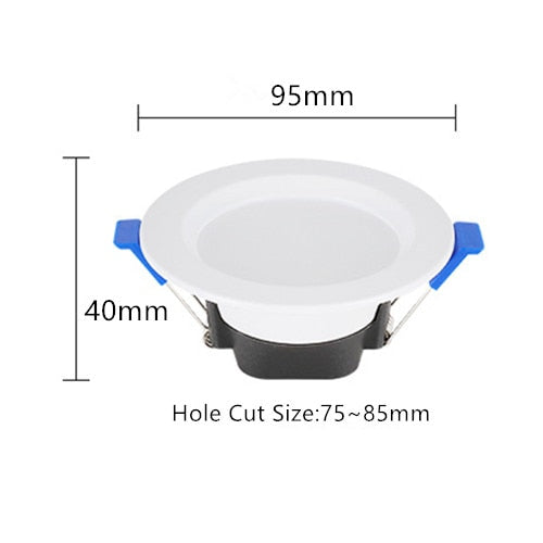 Round LED Downlight 5W Recessed down Lamp Three color Light Changeable 85-265V Led Bulb Bedroom Kitchen Indoor LED Spot Lighting