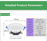 Round LED Downlight 5W Recessed down Lamp Three color Light Changeable 85-265V Led Bulb Bedroom Kitchen Indoor LED Spot Lighting