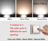 Round LED Downlight 5W Recessed down Lamp Three color Light Changeable 85-265V Led Bulb Bedroom Kitchen Indoor LED Spot Lighting