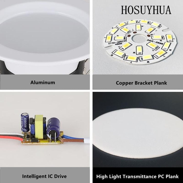 Round LED Downlight 5W Recessed down Lamp Three color Light Changeable 85-265V Led Bulb Bedroom Kitchen Indoor LED Spot Lighting