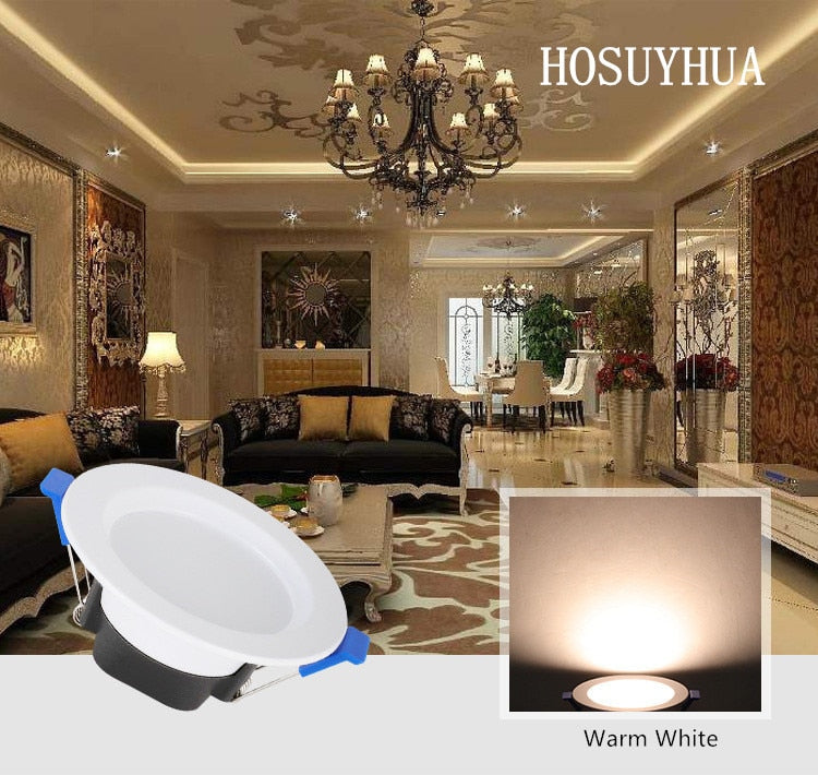 Round LED Downlight 5W Recessed down Lamp Three color Light Changeable 85-265V Led Bulb Bedroom Kitchen Indoor LED Spot Lighting