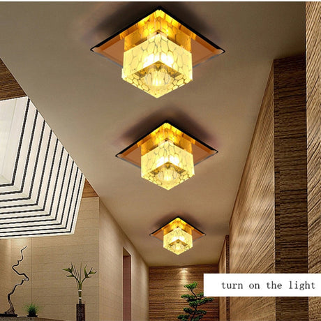 Crystal LED 3W 5W Ceiling Lights Creative Square Ceiling Lamp For Home Decoration Luminaire Living Room Restaurant KTV Bar