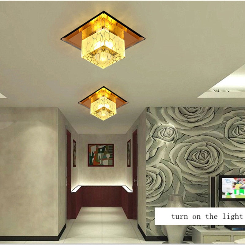 Crystal LED 3W 5W Ceiling Lights Creative Square Ceiling Lamp For Home Decoration Luminaire Living Room Restaurant KTV Bar
