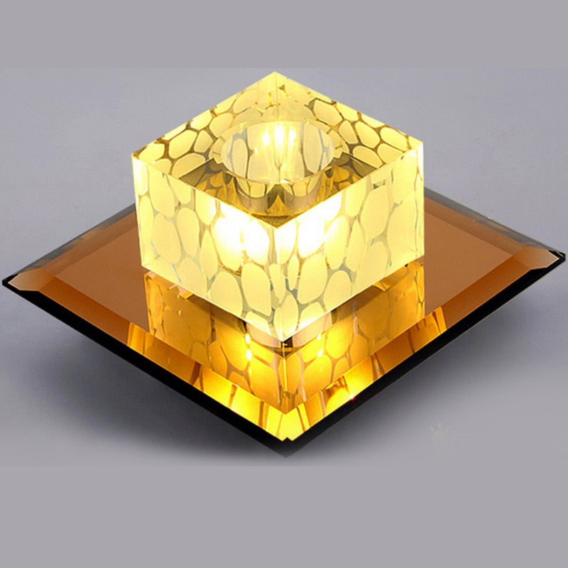 Crystal LED 3W 5W Ceiling Lights Creative Square Ceiling Lamp For Home Decoration Luminaire Living Room Restaurant KTV Bar