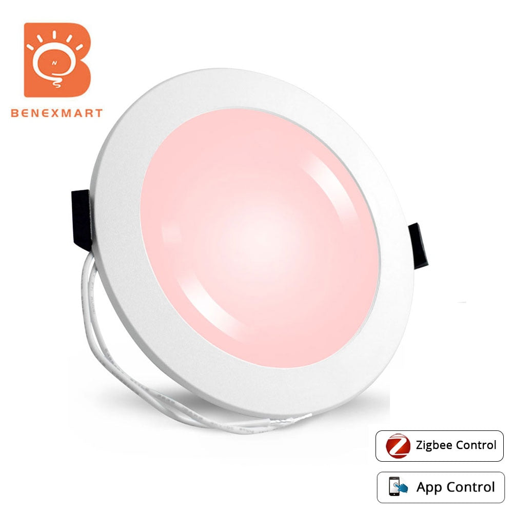 Benexmart Smart Led Ceiling Light 4 Inch 6 Inch 15W Zigbee Recessed Downlights RGBCW Alexa Google Home Tuya SmartThings App