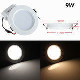 LED Recessed 10PCS Round Ceiling Panel Light Led Down Light Downlight Fixture Lamp Bulb AC85-265V 9W Warm White/White Lighting