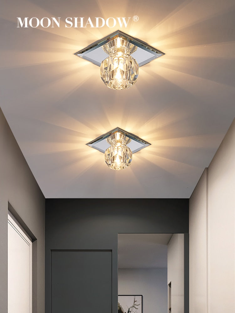 MOONSHADOW Led Downlights Exquisite Crystal Living room Led Aisle Corridor Lamp 5W Home Ceiling downlight 220V