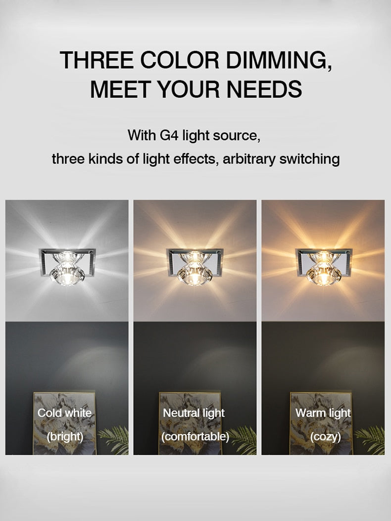 MOONSHADOW Led Downlights Exquisite Crystal Living room Led Aisle Corridor Lamp 5W Home Ceiling downlight 220V