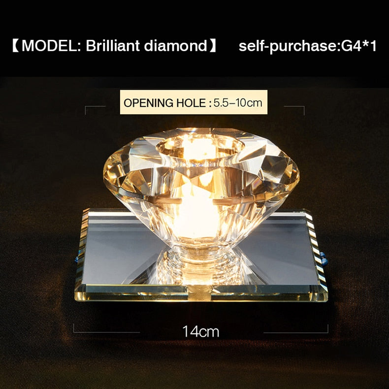 MOONSHADOW Led Downlights Exquisite Crystal Living room Led Aisle Corridor Lamp 5W Home Ceiling downlight 220V