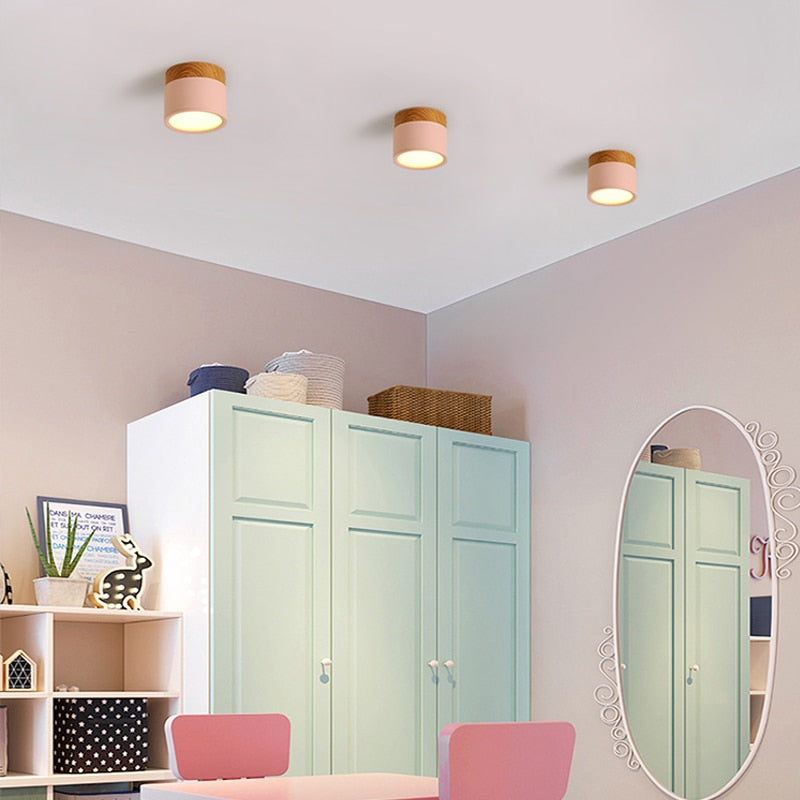 LED Downlight dimmable 7W 15W Nordic wood modern Led surface mounted ceiling light spotlight, interior decoration light