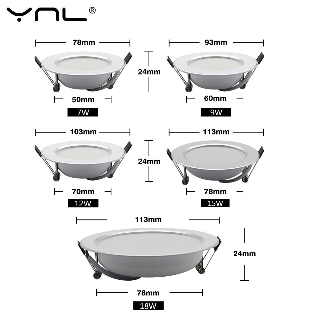 LED Downlight 10pcs 7W 9W 12W 15W 18W AC 220V 240V Recessed Round Spot LED Lamp Kitchen Indoor Lighting Warm White Cold White