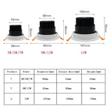 Recessed Dimmable LED Ceiling Light Lamp 3W 5W 7W 9W 12W 15W Round COB Spotlight LED Downlight AC85-265V