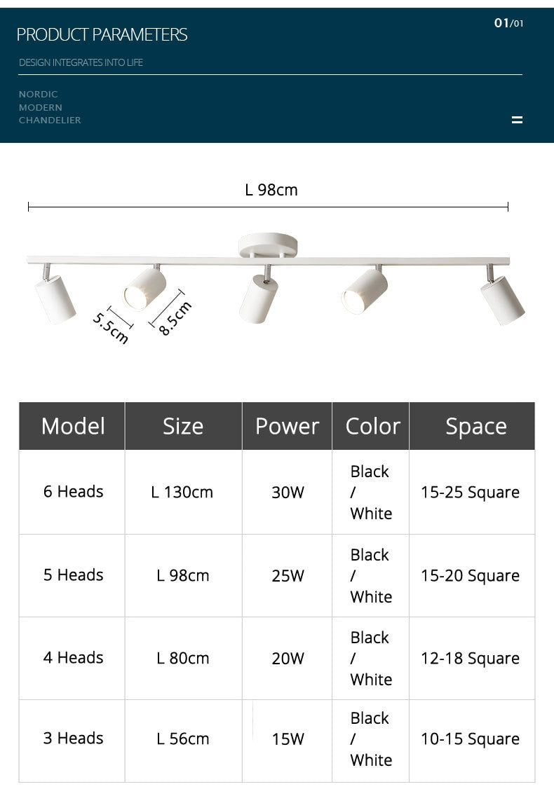 Track light spotlight led ceiling lamp household surface mounted downlight living room background wall cloakroom small spotlight