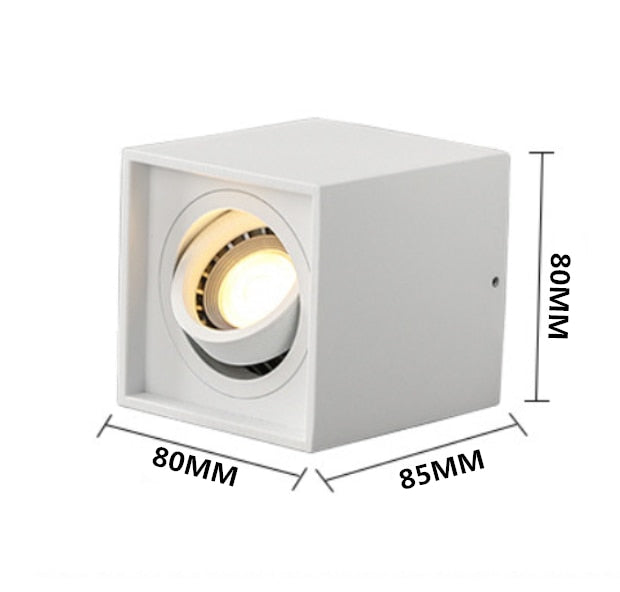 Square Surface Mounted LED Downlight 1pcs with Replaceable GU10 LED Bulb 7W 10W LED Ceiling Spot Light AC85V-265V Indoor