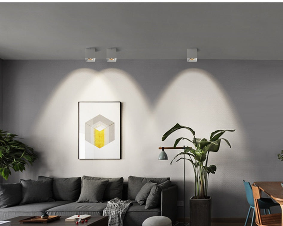 Square Surface Mounted LED Downlight 1pcs with Replaceable GU10 LED Bulb 7W 10W LED Ceiling Spot Light AC85V-265V Indoor