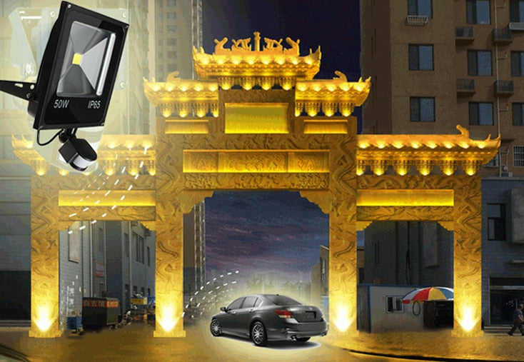 LED flood light 10W 20w 30w 50w 220V 110V PIR Motion sensor Induction Sense lampled downlights outdoor light