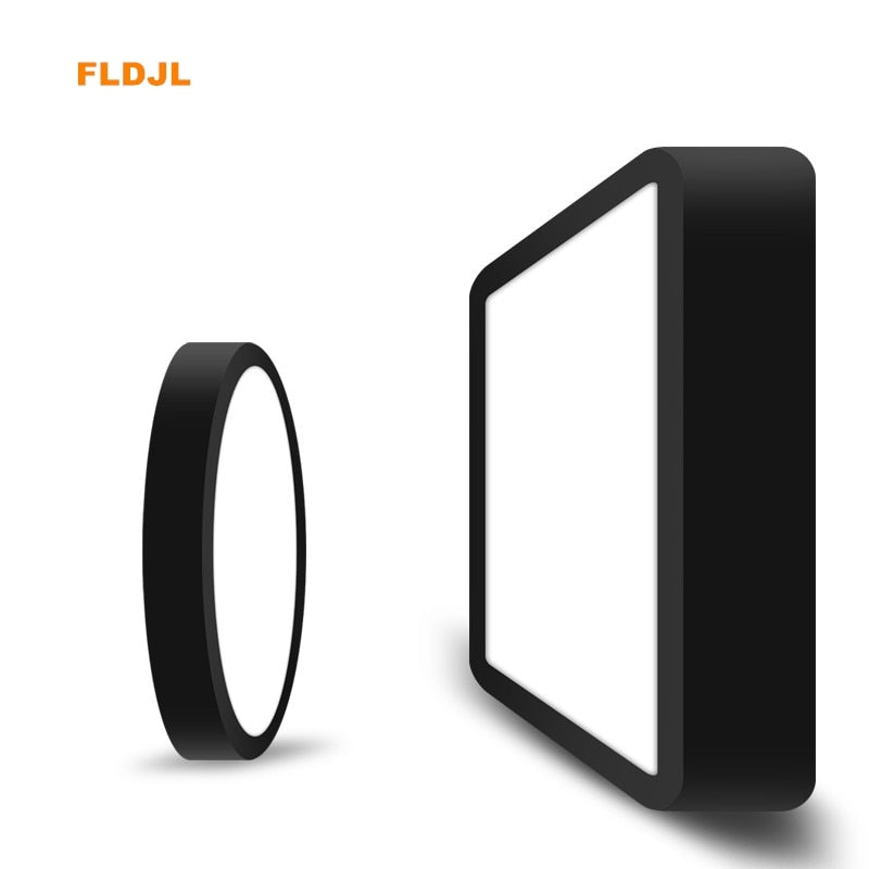 LED Panel Light 1pcs black 6W 9w 12W 18W 24w Surface Mounted LED Ceiling Lights AC85-265V Round Square LED Downlight