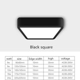LED Panel Light 1pcs black 6W 9w 12W 18W 24w Surface Mounted LED Ceiling Lights AC85-265V Round Square LED Downlight