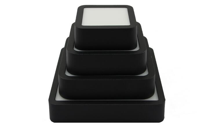 LED Panel Light 1pcs black 6W 9w 12W 18W 24w Surface Mounted LED Ceiling Lights AC85-265V Round Square LED Downlight