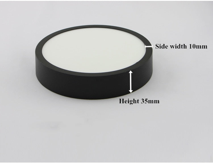 LED Panel Light 1pcs black 6W 9w 12W 18W 24w Surface Mounted LED Ceiling Lights AC85-265V Round Square LED Downlight