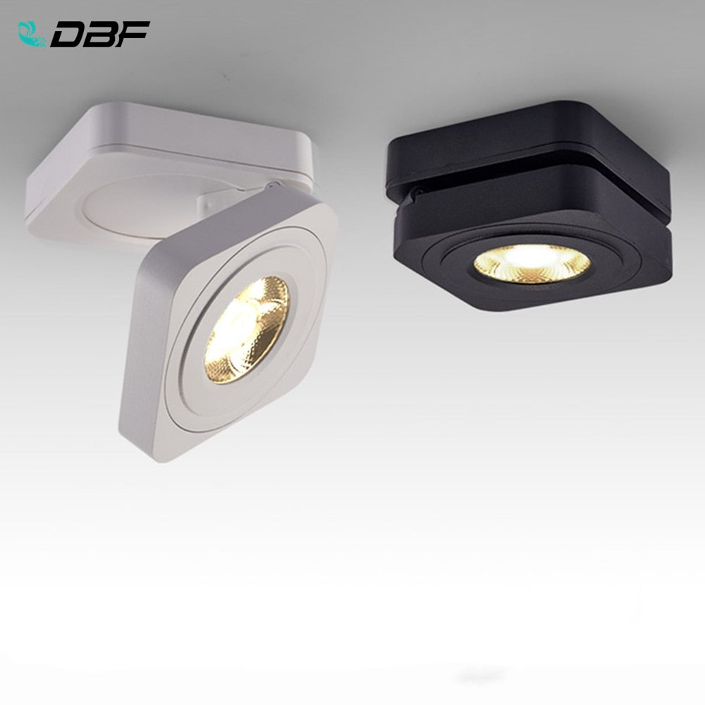 DBF 360 Angle Adjustable Square Surface Mounted Downlight Ceiling Lamp 5W 7W 10W LED COB Spot Light AC110/220V Ceiling Light