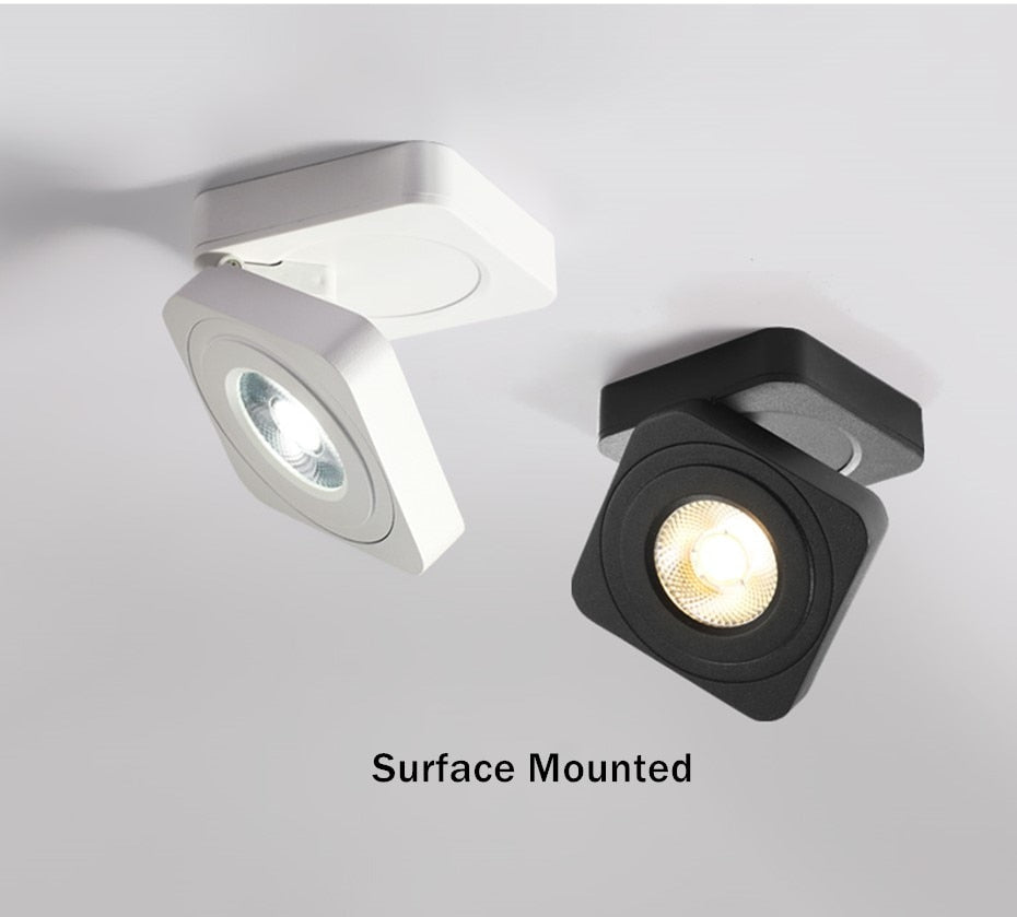 DBF 360 Angle Adjustable Square Surface Mounted Downlight Ceiling Lamp 5W 7W 10W LED COB Spot Light AC110/220V Ceiling Light