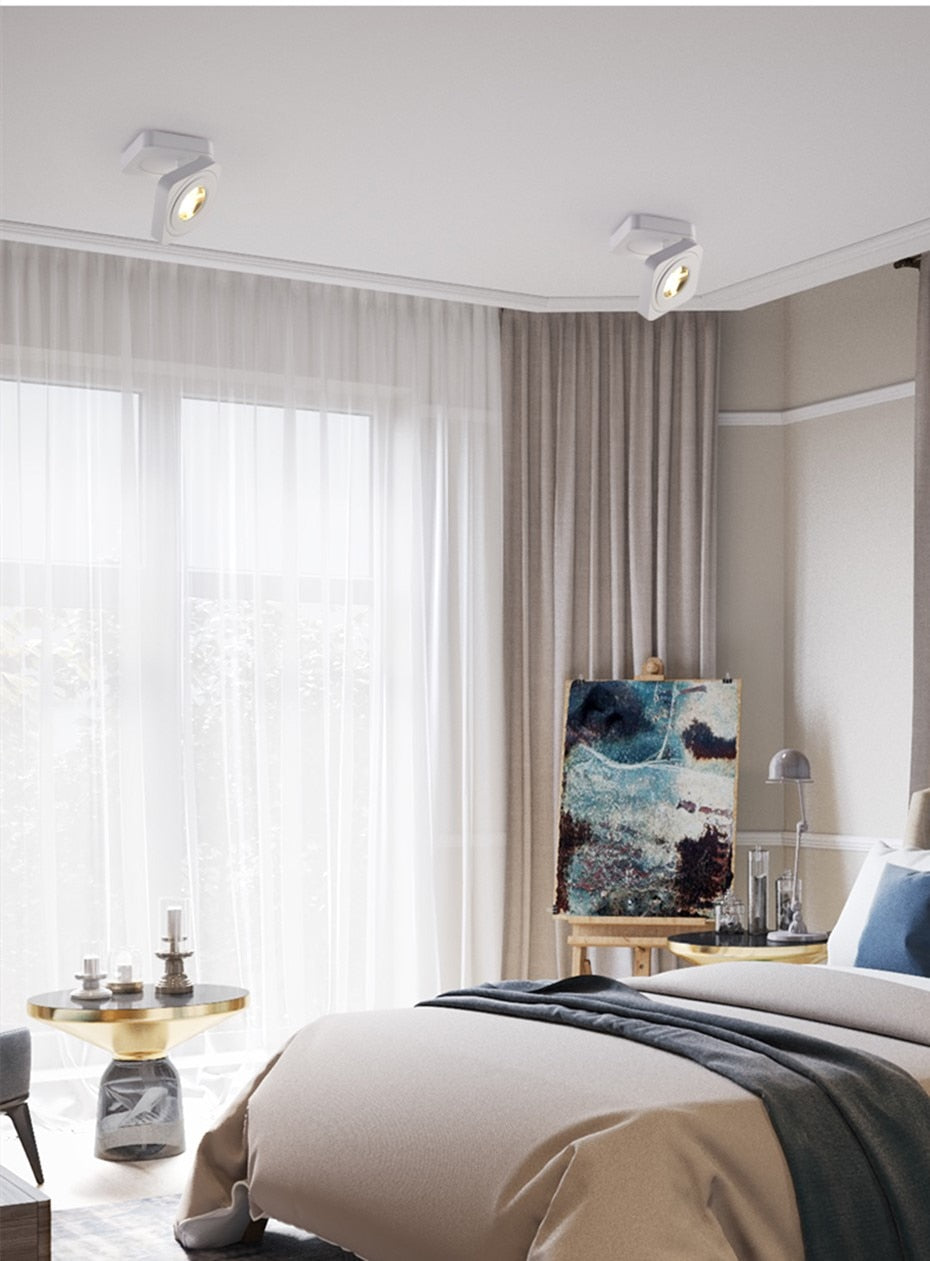 DBF 360 Angle Adjustable Square Surface Mounted Downlight Ceiling Lamp 5W 7W 10W LED COB Spot Light AC110/220V Ceiling Light