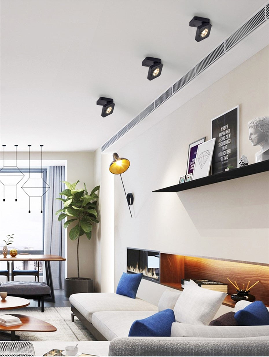 DBF 360 Angle Adjustable Square Surface Mounted Downlight Ceiling Lamp 5W 7W 10W LED COB Spot Light AC110/220V Ceiling Light